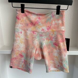 Onzie Pastel Tie-Dye Bike Shorts - Pink Peach Yellow Mint